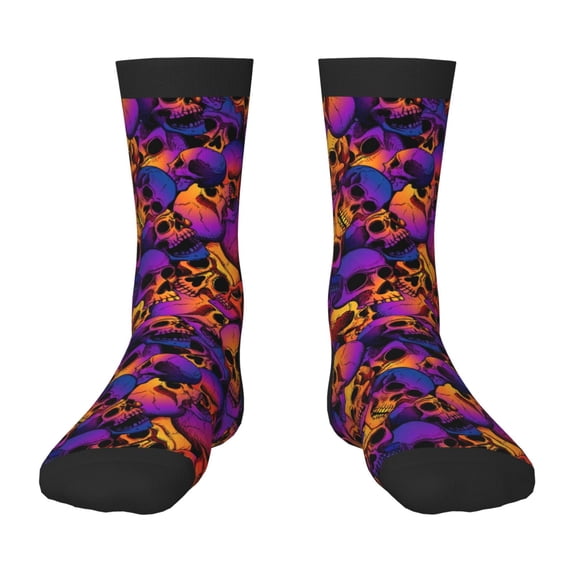 Uemuo Skull Printed Kids Boys Socks Seamless Crew Socks Crazy Funny Athletic Sport Socks for Children