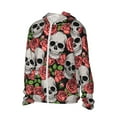 thumbnail image 1 of Uemuo Skull and Roses Pattern Women's Full Zip UPF 50+ Sun Protection Hoodie Jacket Long Sleeve Sun Shirt Hiking Outdoor Performance with Pockets-Small, 1 of 9