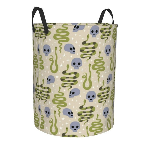 Uemuo Skull Snake Pattern Circular Laundry Hamper Basket with handles,Collapsible laundry basket,Large capacity laundry hamper,Laundry Organizer-Medium