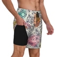 thumbnail image 1 of Uemuo Skull and Flowers Pattern Mens Swim Trunks Quick Dry Board Shorts with Mesh Lining, Stretch Beach Shorts Quick Dry No-Chafing Board Shorts-, 1 of 9