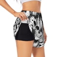 thumbnail image 1 of Uemuo Skull and palm leaves Pattern Women's Athletic Shorts High Waisted Running Shorts with Liner Pockets Gym Elastic Workout Shorts-Large, 1 of 9