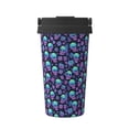 thumbnail image 1 of Uemuo Skull daisy Gradient Print Carry Insulated Coffee Mug, Travel Mug with Hidden Handle, Insulated Coffee Flask, Leak-proof Travel Mug Insulated Mug for Office, 1 of 8