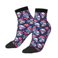 thumbnail image 1 of Uemuo Skull flower blue Printed Crew Socks, Moisture-Wicking Socks, Athletic Socks for Men Breathable Cushion Socks Casual Sport Socks for Running Traveling, 1 of 6