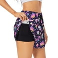thumbnail image 1 of Uemuo Skull mushroom space Pattern Women's Athletic Shorts High Waisted Running Shorts with Liner Pockets Gym Elastic Workout Shorts-Medium, 1 of 9
