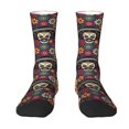 thumbnail image 1 of Uemuo Skulls and Flowers Pattern Women's Crew Socks, Soft Durable Breathable Moisture-Wicking with Odor Control Cotton socks, 1 of 9