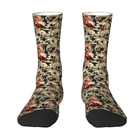 Uemuo Skulls1 Pattern Women's Crew Socks, Soft Durable Breathable Moisture-Wicking with Odor Control Cotton socks