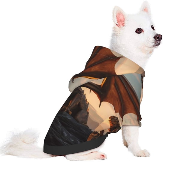Uemuo Sky Sunset Bronze Dragon for Winter Dog Hoodie Sweatshirts with Pockets Warm Dog Clothes for Small Dogs Chihuahua-Small