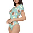 thumbnail image 1 of Uemuo Snail And Flower Pattern Women's One Piece Short Sleeve Swimsuit Rash Guard Surfing Modest Quick-drying Swimsuit Beach Essentials-, 1 of 9