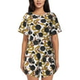 thumbnail image 1 of Uemuo Snake And Rose Pattern Women's Short-Sleeved Pajama, Button-Front Loungewear, 2-Piece Summer Sleepwear, Elastic Drawstring Shorts-4X-Large, 1 of 7