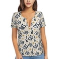 thumbnail image 1 of Uemuo Snake Drawing Women's Deep V-Neck Low Cut Tops - Casual Loose Fit with Stainless Steel Loop, Soft, Breathable, Perfect for Office, Travel, and Daily Wear-Small, 1 of 5