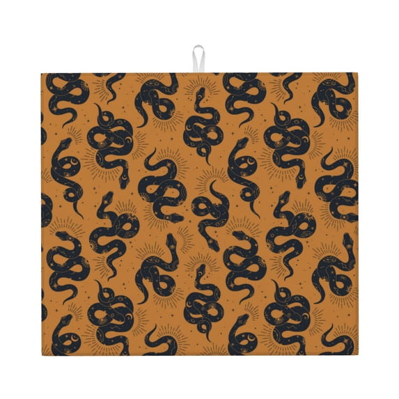 Uemuo Snake Pattern Dish Drying Mat,16*18 inch Absorbent Dish Drainer Kitchen Counter,Large Size Dish Drying Pad for Countertops,Sinks,Draining Racks