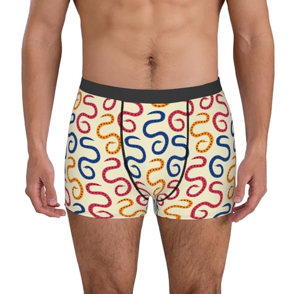 Uemuo Snake Pattern Men's Boxer Briefs,Trunk Anti-Chafing,Comfortable, Durable, and Stylish Underwear-Medium
