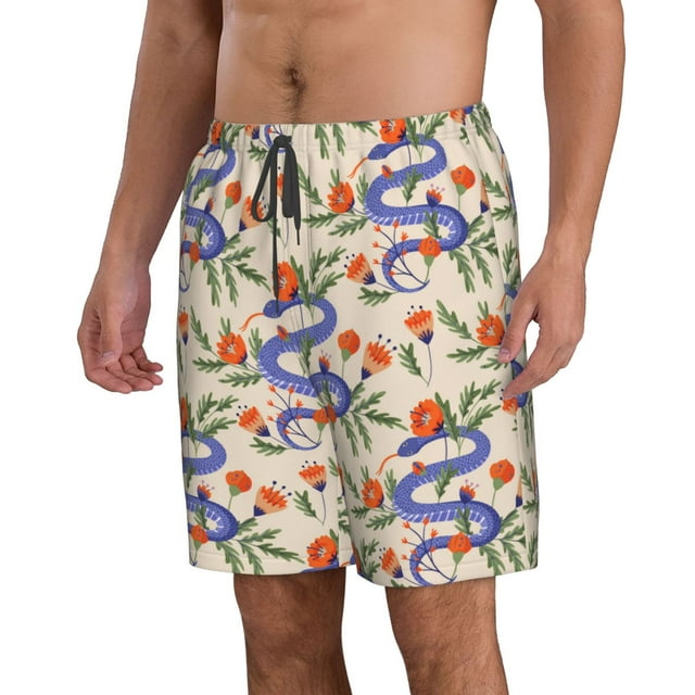 Uemuo Snake Pattern Men's Swim Trunks Hawaiian Beach Bathing Suit ...