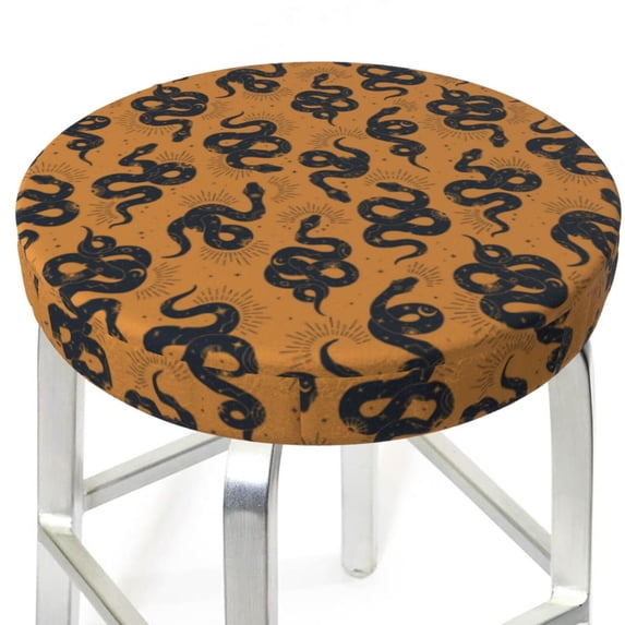 Uemuo Snake Pattern Round Bar Stool Seat Covers Washable Stool Cushion Slipcover Elastic Bar Chair Covers-14 inch