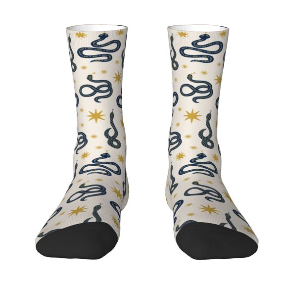 Uemuo Snake Pattern Women's Crew Socks, Soft Durable Breathable Moisture-Wicking with Odor Control Cotton socks