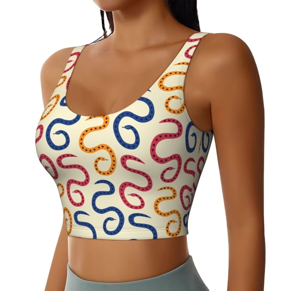 Uemuo Snake Pattern Women's Sports Bra - High Impact Support, Breathable, and Comfortable Athletic Bra for Running, Yoga, and Workouts