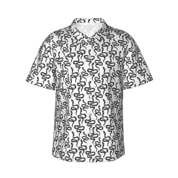 Uemuo Snake Printed Regular Fit Short Sleeve Casual Hawaiian Shirt for Men,Aloha shirt,Tropical shirt,Floral print shirt,Vacation Beach shirt-Small