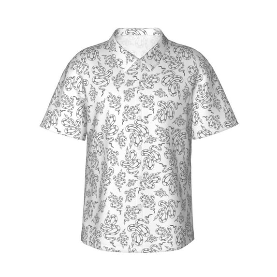 Uemuo Snake Printed Regular Fit Short Sleeve Casual Hawaiian Shirt for Men,Aloha shirt,Tropical shirt,Floral print shirt,Vacation Beach shirt-X-Large