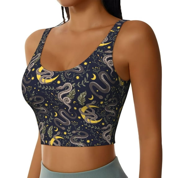 Uemuo Snake Sleep Pattern Women's Sports Bra - High Impact Support, Breathable, and Comfortable Athletic Bra for Running, Yoga, and Workouts