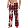 thumbnail image 1 of Uemuo Snowflakes On A Buffalo Plaid Pattern Men's Wide Leg Palazzo Lounge Pants with Pockets Light Weight Loose Comfy Casual Pajama Pants-Large, 1 of 9