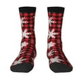 thumbnail image 1 of Uemuo Snowflakes On A Buffalo Plaid Pattern Women's Crew Socks, Soft Durable Breathable Moisture-Wicking with Odor Control Cotton socks, 1 of 9