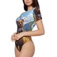 thumbnail image 1 of Uemuo Snowy Mountain Photography Bear Pattern Women's One Piece Short Sleeve Swimsuit Rash Guard Surfing Modest Quick-drying Swimsuit Beach Essentials-Small, 1 of 9