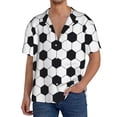 thumbnail image 1 of Uemuo Soccer Ball Pattern Cotton Linen Short Sleeve Shirts,Casual Lightweight Button Down Shirts,Vacation Beach Summer Tops-, 1 of 7