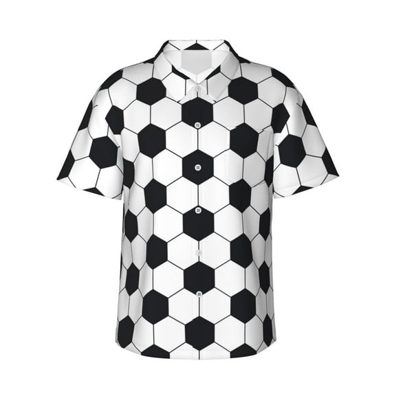 Uemuo Soccer Ball Printed Regular Fit Short Sleeve Casual Hawaiian Shirt for Men,Aloha shirt,Tropical shirt,Floral print shirt,Vacation Beach shirt-Small