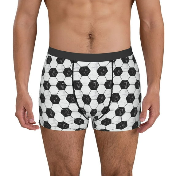 Uemuo Soccer Pattern Men's Boxer Briefs,Trunk Anti-Chafing,Comfortable, Durable, and Stylish Underwear-