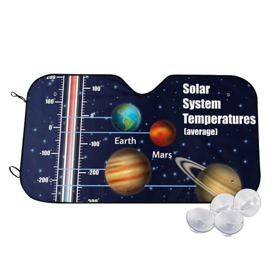 Uemuo Solar System Pattern Accordion Car Windshield Sun Shade, Foldable Reflective Sun Visor for Car, Reflector Windshield Sunshade-Small