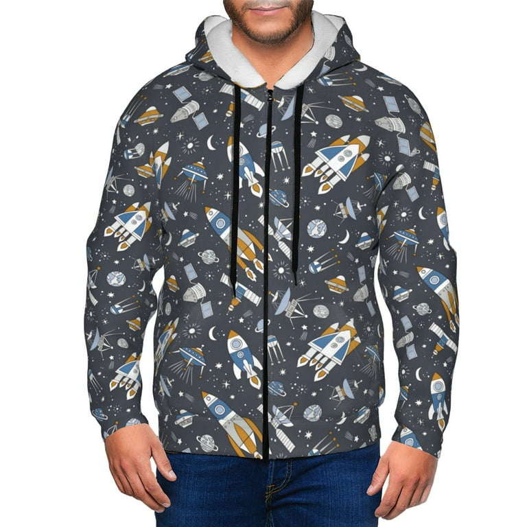 Uemuo Space Cars for Men s Fashion Full zip Hoodies Sweatshirts with Kangaroo Pocket Zip up Hooded Sweatshirt Moisture Wicking Breathable X Large Walmart