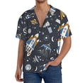 thumbnail image 1 of Uemuo Space Cars Pattern Cotton Linen Short Sleeve Shirts,Casual Lightweight Button Down Shirts,Vacation Beach Summer Tops-, 1 of 7
