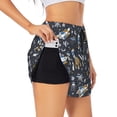 thumbnail image 1 of Uemuo Space Cars Pattern Women's Athletic Shorts High Waisted Running Shorts with Liner Pockets Gym Elastic Workout Shorts-, 1 of 9