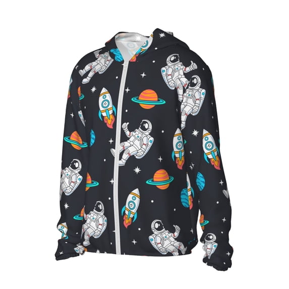 Uemuo Space Pattern Women's Full Zip UPF 50+ Sun Protection Hoodie Jacket Long Sleeve Sun Shirt Hiking Outdoor Performance with Pockets-3X-Large