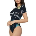 thumbnail image 1 of Uemuo Space Pattern Women's One Piece Short Sleeve Swimsuit Rash Guard Surfing Modest Quick-drying Swimsuit Beach Essentials-Small, 1 of 9