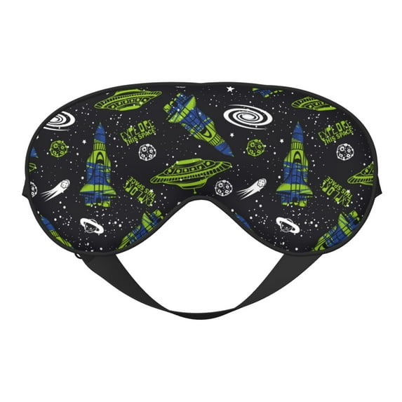 Uemuo Space Rockets Pattern Sleep Eye Mask - Light Blocking Sleep Mask Blocking Out Light Perfectly, Soft and Comfortable Night Eye Mask, Eye Blinder