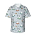 thumbnail image 1 of Uemuo Spaceship Printed Regular Fit Short Sleeve Casual Hawaiian Shirt for Men,Aloha shirt,Tropical shirt,Floral print shirt,Vacation Beach shirt-, 1 of 9