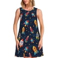 thumbnail image 1 of Uemuo Spaceships and Stars Pattern Women’s Sleeveless Dress – Casual Summer A-Line Dress, Stylish and Comfortable Sundress for Hot Weather, 1 of 7