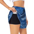 thumbnail image 1 of Uemuo Sparkling With Blue Pattern Women's Athletic Shorts High Waisted Running Shorts with Liner Pockets Gym Elastic Workout Shorts-Medium, 1 of 9