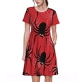 thumbnail image 1 of Uemuo Spider Print Womens Summer Dress Casual Swing Short Sleeve Sundresses Beach A-line Shift Dress, 1 of 6