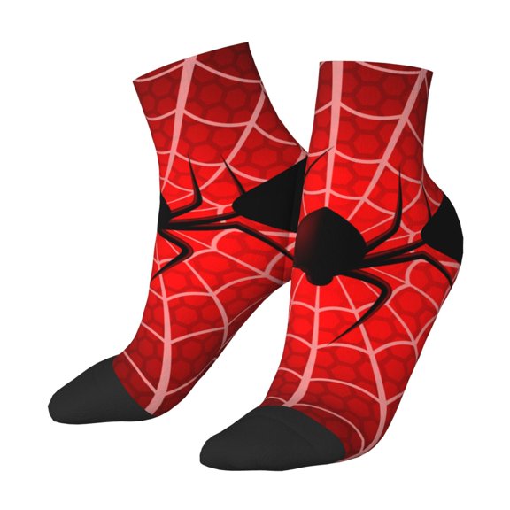 Uemuo Spider Web1 Printed Crew Socks, Moisture-Wicking Socks, Athletic Socks for Men Breathable Cushion Socks Casual Sport Socks for Running Traveling