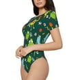 thumbnail image 1 of Uemuo Sport Monster Pattern Women's One Piece Short Sleeve Swimsuit Rash Guard Surfing Modest Quick-drying Swimsuit Beach Essentials-X-Large, 1 of 9