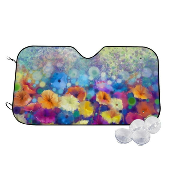 Uemuo Spring Flower Seasonal Pattern Accordion Car Windshield Sun Shade, Foldable Reflective Sun Visor for Car, Reflector Windshield Sunshade-Medium