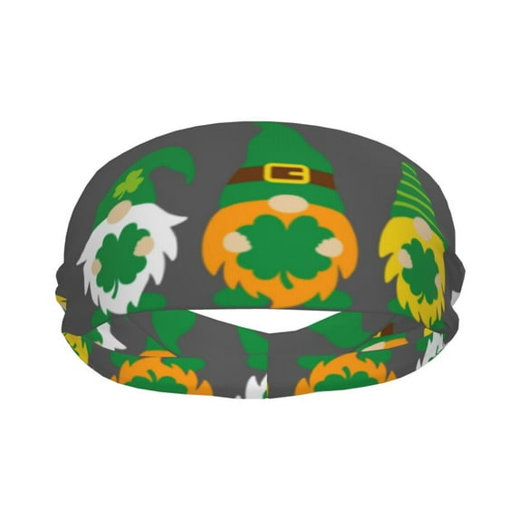 Uemuo Spring St Patrick’S Day Irish Gnomes Printed Sports Headbands for Men Women,Moisture Wicking Workout Headband, Sweatband Headbands,Non-slip Workout Gym Yoga Headband