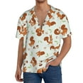 thumbnail image 1 of Uemuo Squirrel Playing Pattern Cotton Linen Short Sleeve Shirts,Casual Lightweight Button Down Shirts,Vacation Beach Summer Tops-, 1 of 7