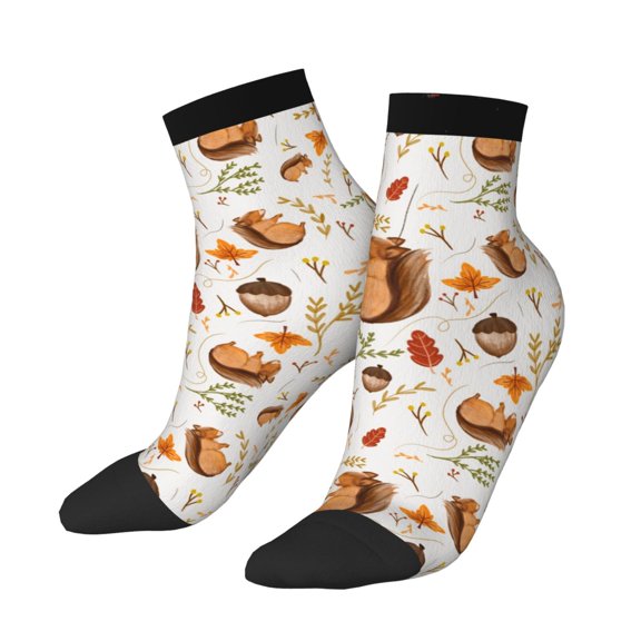 Uemuo Squirrel Printed Crew Socks, Moisture-Wicking Socks, Athletic Socks for Men Breathable Cushion Socks Casual Sport Socks for Running Traveling