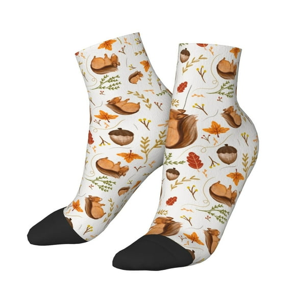 Uemuo Squirrel Printed Crew Socks, Moisture-Wicking Socks, Athletic Socks for Men Breathable Cushion Socks Casual Sport Socks for Running Traveling