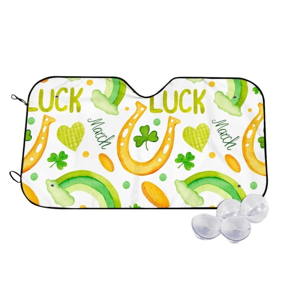 Uemuo St Patrick's Day1 Pattern Accordion Car Windshield Sun Shade, Foldable Reflective Sun Visor for Car, Reflector Windshield Sunshade-