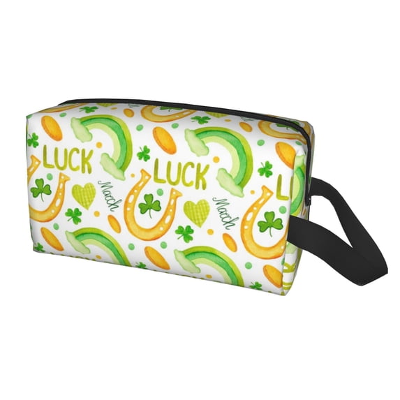 Uemuo St Patrick's Day1 Pattern Portable Toiletry Bags with Handle, Waterproof travel Make up Bags for Women, Large Capacity Travel Cosmetic Bags