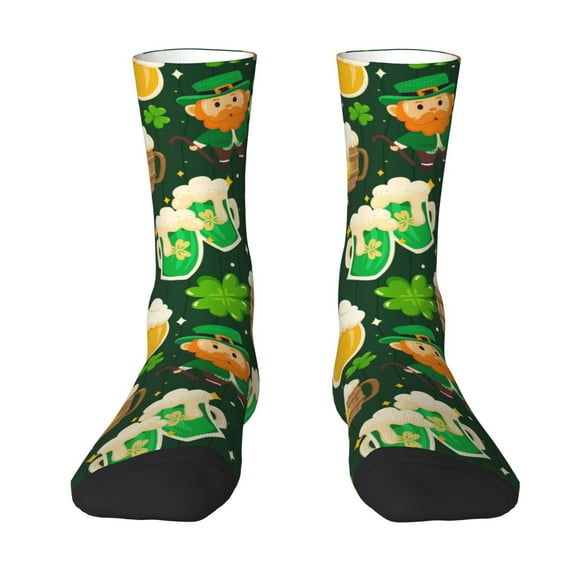 Uemuo St Patrick's Day10 Pattern Women's Crew Socks, Soft Durable Breathable Moisture-Wicking with Odor Control Cotton socks